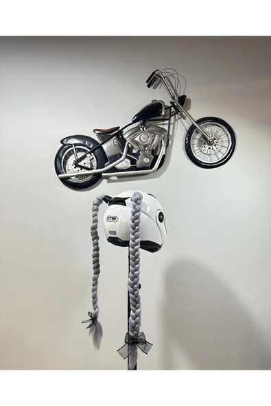 Butik Motor & Motosiklet Gri Çift Örgülü Saç Kask Dış Aksesuar ürün görseli 1