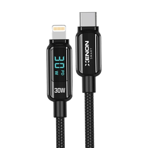 Xenon Smart Type-C to Lightning iPhone Şarj Kablosu 30W PD Hızlı Şarj, 1.2m, LED, Örgü, 480Mbps (X6426) ürün görseli 1