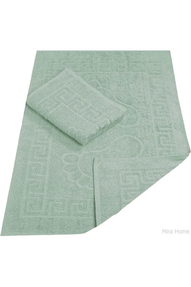 2 Li Banyo Ayak Havlusu %100 Pamuk 50X70 Cm Menesch Yeşil ürün görseli 1