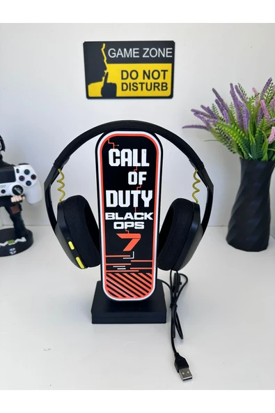 Butik 3d Baskı Call Of Duty Black Ops 7 Tasarımlı Ledli Kulaklık Tutucu ürün görseli 1