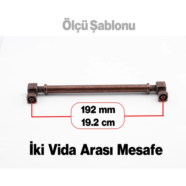 Metal 192 mm 19.2 cm Eskitme Mobilya Mutfak Çekmece Dolap Kulpu Kulbu Kulpları Antik Bakır ürün görseli 1