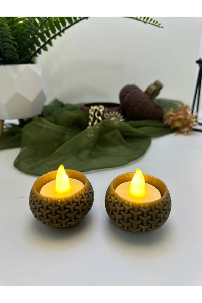 Butik Mumluk Geometrik Desenli 2'li 3d Baskı ürün görseli 1