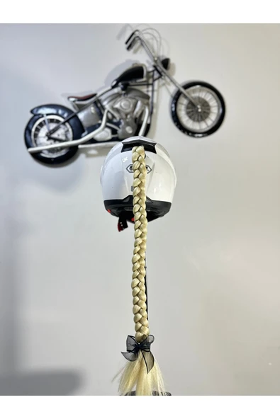 Butik Motor & Motosiklet Sarı Örgü Saç Kask Dış Aksesuarı ürün görseli 1