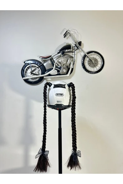 Butik Motor & Motosiklet Koyu Kahve Çift Örgü Saç Kask Dış Aksesuar ürün görseli 1