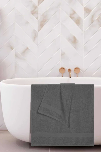 2 li Banyo Havlu Takımı %100 Pamuklu Dry Antrasit ürün görseli 1