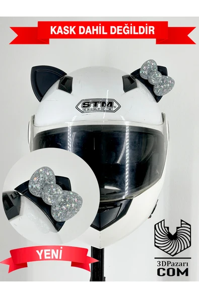 Butik Motor & Motosiklet Galaksi Hologram Fiyonklu Siyah Kedi Kulak Kask Dış Aksesuarı ürün görseli 1