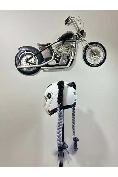 Butik Motor & Motosiklet Gri Ombreli Çift Örgü Saç Kask Dış Aksesuar ürün görseli 1