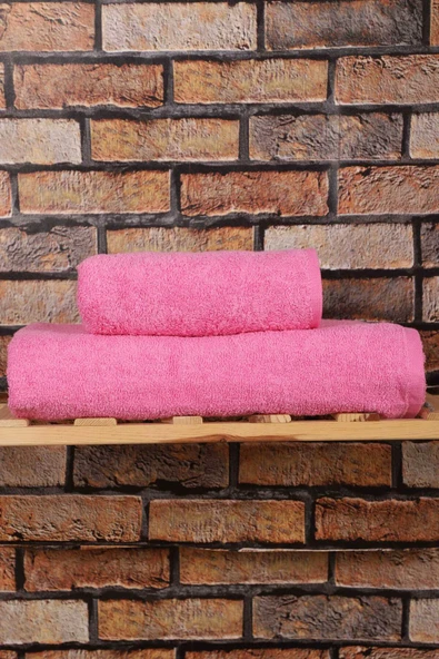 2 Parça %100 Pamuklu Soft Lüx Banyo Havlu Seti Pembe ürün görseli 1