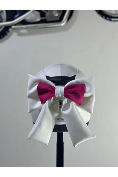 Butik Motor & Motosiklet Beyaz Pembe Çift Fiyonk Kask Aksesuarı Kask Dış Aksesuar ürün görseli 1