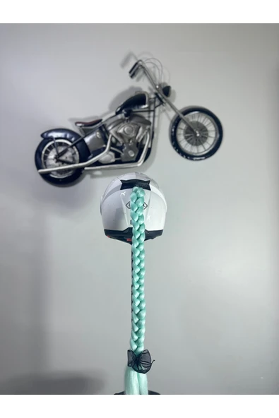 Butik Motor & Motosiklet Su Yeşili Örgü Saç Kask Dış Aksesuarı ürün görseli 1
