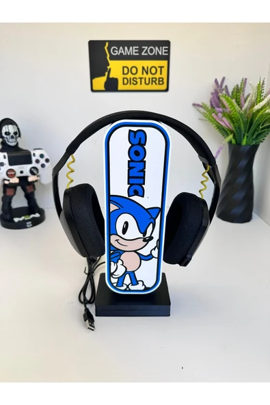 Butik 3d Baskı Sonic Tasarımlı Ledli Kulaklık Tutucu ürün görseli 1