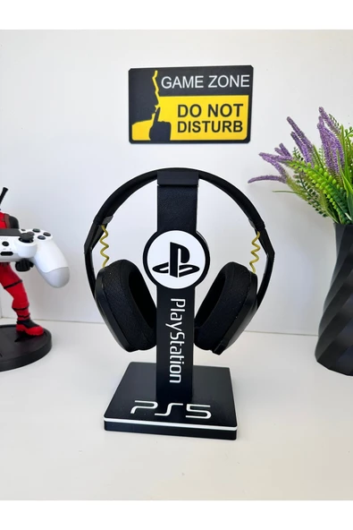 Butik 3d Baskı Siyah Beyaz Playstation Tasarımlı Kulaklık Tutucu ürün görseli 1