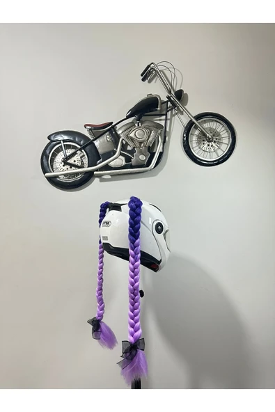 Butik Motor & Motosiklet Mor Ombreli Çift Örgü Saç Kask Dış Aksesuar ürün görseli 1