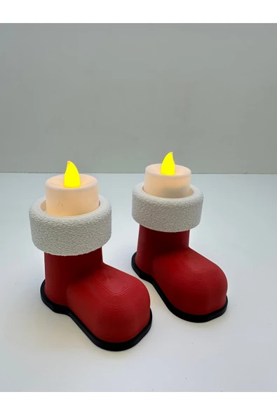 Butik 3d Baskı Noel Baba Çizmesi Mumluk - Resim 2