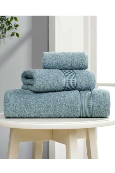 3 lü Banyo Havlusu Seti Pamuklu Ritim Mint ürün görseli 1