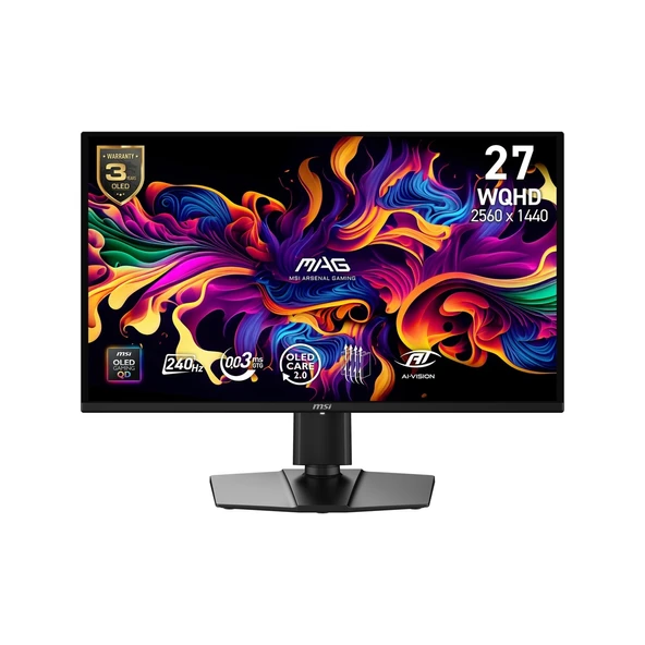 MSI 26.5 MAG 274QP QD-OLED X24 2560x1440 (WQHD) 16:9 FLAT QD-OLED 240HZ 0.03MS FREESYNC PREMIUM PIVOT GAMING MONITOR ürün görseli 1