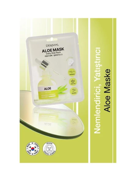 Dermal Kuru ve Yorgun Ciltler Için Nemlendirici ve Canlandırıcı Aloe Kore Maskesi 23 gr 2 Adet ürün görseli 1