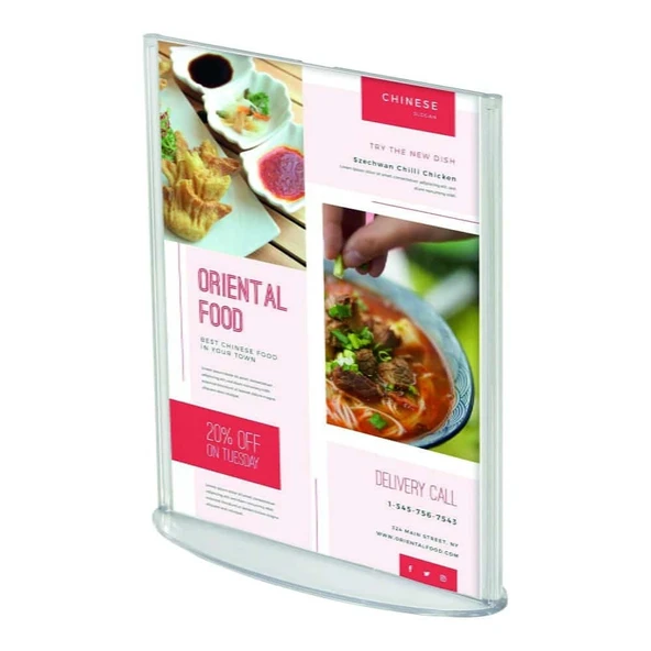 A4 Oval Tabanlı Masaüstü Şeffaf Föylük Broşürlük Fiyatlık 25li Paket ürün görseli 1