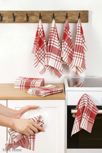 10 lu Lüks Bulaşık Kurulama Bezi ve Mutfak Peçetesi 50x70 Cm Daily Kırmızı ürün görseli 1