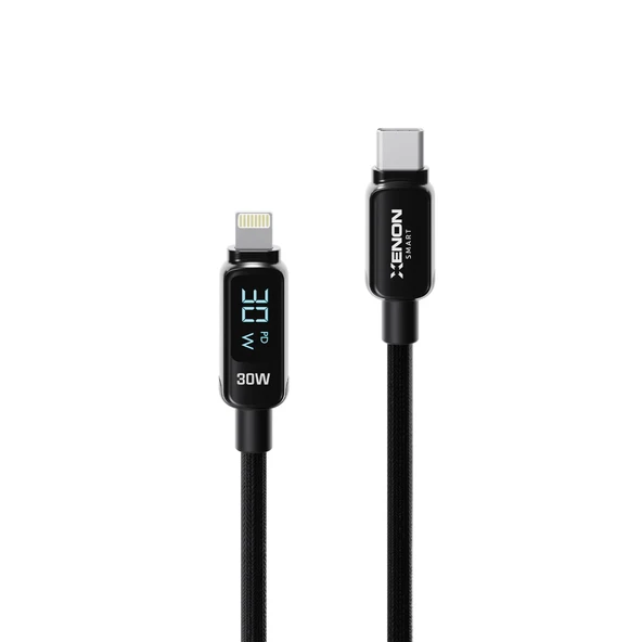 Xenon Smart Type-C to Lightning iPhone Şarj Kablosu , 30W PD Hızlı Şarj, 2m, LED, Örgü, 480Mbps (X6427) ürün görseli 1