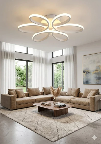 LZY Avize Store Yonca 6’lı Beyaz Plafonyer Salon Mutfak Çocuk Odası Yemek Masası ve Antre için Modern LED ürün görseli 1