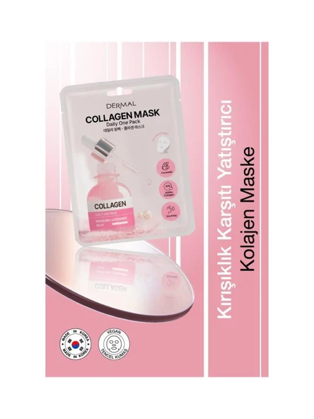 Dermal Kuru ve Yorgun Ciltler Için Nemlendirici ve Canlandırıcı Kolajen Kore Maskesi 23 gr 2 Adet ürün görseli 1