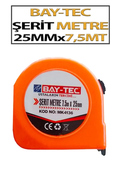 Bay-Tec Şerit Metre 25 MM X 7,5 M MK 4136 ürün görseli 1