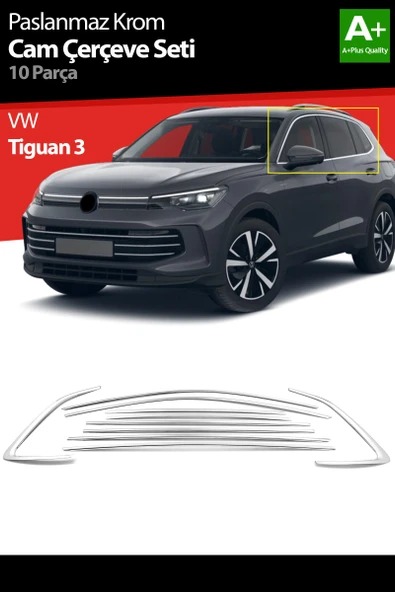 VW Tiguan 3 Krom Cam Çerçeve Seti 10 Prç. 2024 2025 2026 2027 ürün görseli 1