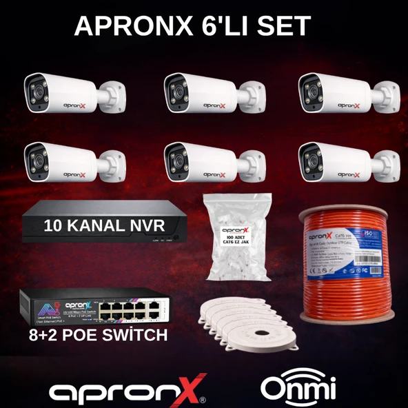 6’LI IP Mikrofonlu Geniş Açılı Güvenlik Kamera Seti ürün görseli 1
