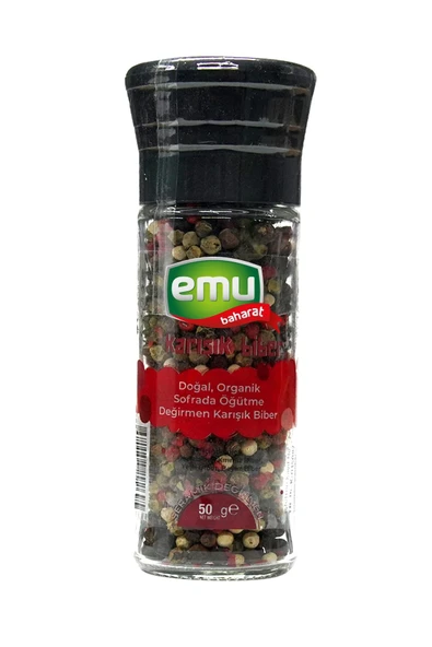 Emu Baharat Karışık Renkli Tane Karabiber Değirmen Kapak 50 gr ürün görseli 1