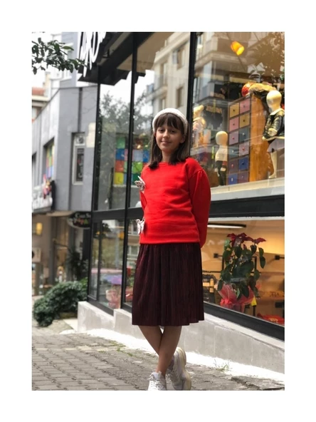 Kırmızı Midi Boy Etek ürün görseli 1
