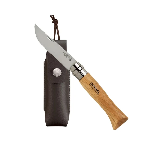 Opinel N°8 Inox Deri Kılıflı Paslanmaz Çelik Çakı Naturel ürün görseli 1