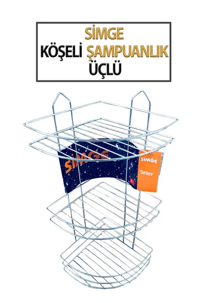 3'lü Köşelik Şampuanlık Paslanmaz Krom ürün görseli 1