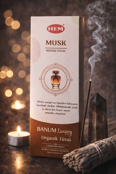 Organik Doğal El Yapımı Mİsk Harika Kokulu Çubuk Tütsü 25gr ürün görseli 1