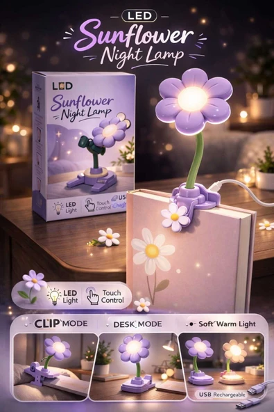Hediyelik Çiçek Temalı Kitab Led Lambasi ürün görseli 1