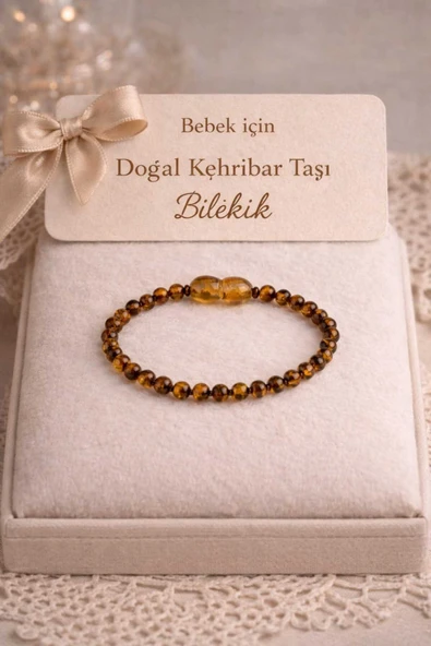 Doğal 100% Damla Kehribar El İşi Tasarım Çoçuk Bileklık ürün görseli 1