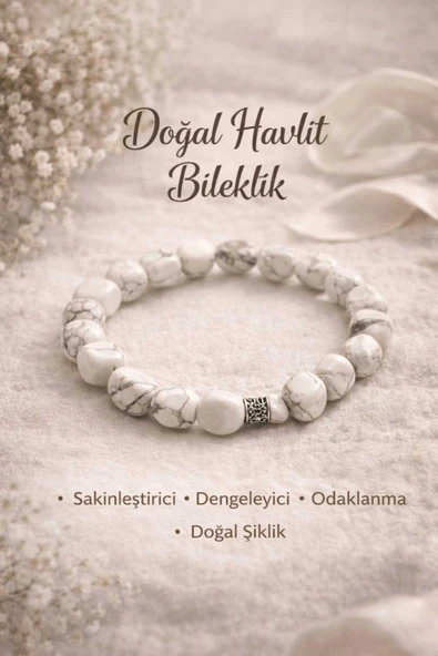 Doğal Amorf Havlit Taşı Tasarım Bileklik (unisex) ürün görseli 1