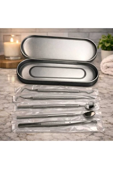Lux 6 Parça Metal Kutulu Ağız Bakımı Diş Bakım Seti. Ağız Hijyen Takımı ürün görseli 1