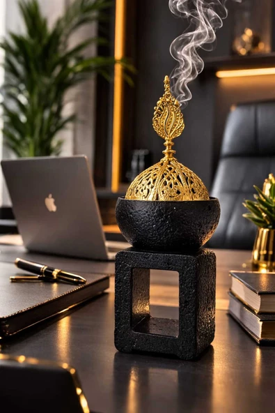 Modern Home -Ofis Siyah Ve Altın Tonlu Tütsülük ürün görseli 1