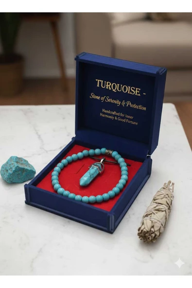 Doğal Turkuaz Taşlı Set - Resim 2