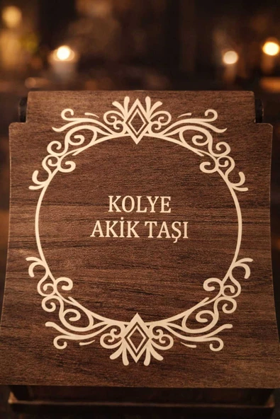 Doğal Akik Taşı (Kum rengi) El İşi Tasarım Kolye ürün görseli 1