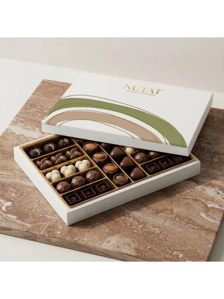 Nutat 300G 24'lü Spesiyal Hediye Çikolatası - Dubai Çikolatalı & Karışık Dolgulu Gurme Seçki  Yeşil Pastel ürün görseli 1