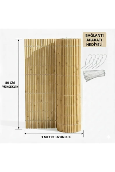 My Family Hasır 80 cm x 3 Metre Kamış Hasır Balkon Çiti ürün görseli 1