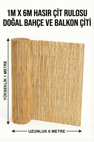 My Family Doğal Kamış Hasır Bahçe Çiti / Balkon Çiti 1 m × 6 m – Dekoratif & Mahremiyet Sağlayan Rulo Çit ürün görseli 1