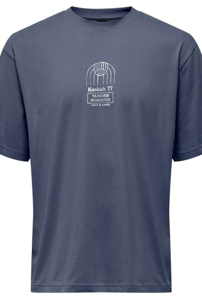 Only & Sons   ONSMALIK LIFE RLX SS TEE TR Erkek Mavi T-Shirt - 22039103 ürün görseli 1
