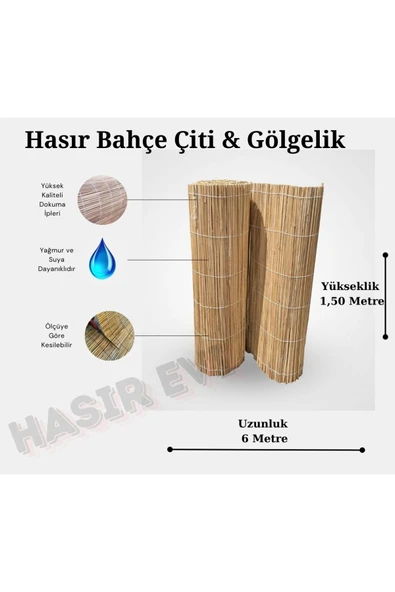My Family Hasır 1,50 Metre x 6 Metre Kamış Hasır Çit Balkon Çiti Bahçe Çiti Gölgelik ürün görseli 1
