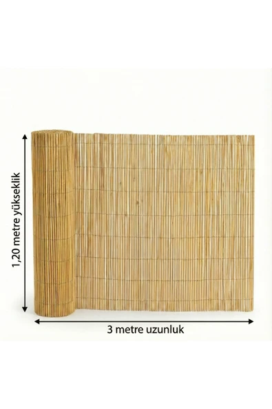 My Family 120x300 cm Hasır Çit Misina Dokuma Bambu Görünümlü Kamış Bahçe Balkon Gölgelik ürün görseli 1