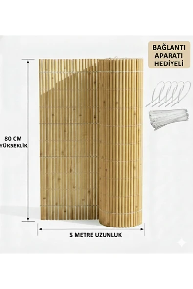 My Family 80 cm x 5 Metre Hasır Çit Rulo | Doğal Bahçe Balkon Mahremiyet Gizlilik Çiti | Bağlantı Aparatlı ürün görseli 1