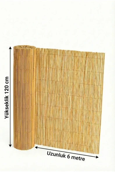 Bygolden 120x600 cm Misina Dokumalı Doğal Hasır Bambu Görünümlü Çit - Bahçe ve Balkon İçin Dayanıklı Gölgelik ürün görseli 1