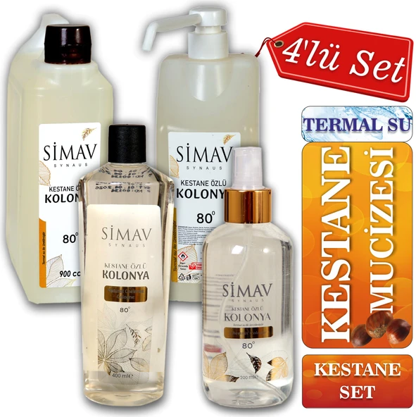Simav Synaus Kestane Özlü ve Termal Sulu Kolonya Seti - 4'lü ürün görseli 1